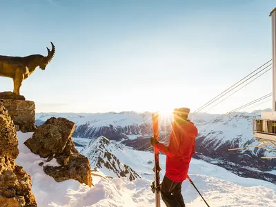 Sonnenaufgang am Piz Nair © Engadin St. Moritz / Filip Zuan