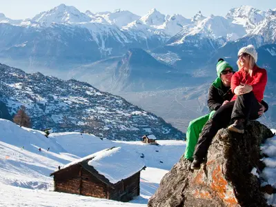 Sicht auf Rhonetal in Veysonnaz © 4 Vallées, Lafouinographe