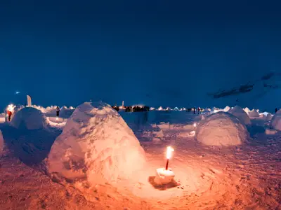 Iglu Festival Engstligenalp bei Nacht © PHOTOPRESS/Adelboden/Mattias Nutt