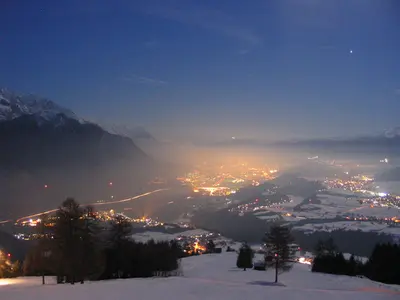 Nächtlicher Blick ins Tal © Bergbahnen Oberpfuss