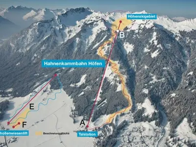 Pistenplan Erlebnisarena Hahnenkamm Höfen/Reutte