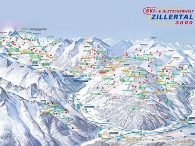 Pistenplan Ski- und Gletscherwelt Zillertal 3000