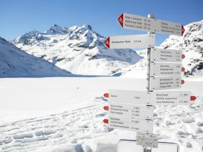 Winterwanderwegenetz auf der Bielerhöhe © Illwerke Tourismus