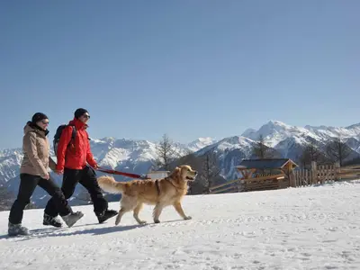 Paar mit Hund beim Wandern © Sport.Mals Touristik & Freizeit AG