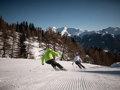 Skifahrer auf perfekter Piste am Rosskopf © Sterzing Pfitsch Freienfeld