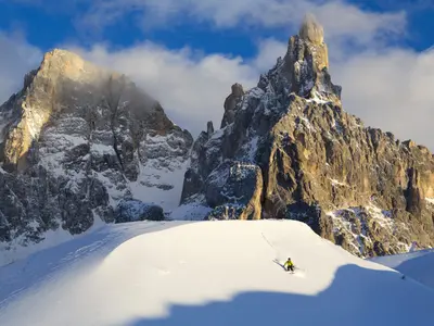 Freerider vor der Bergkulisse von San Martino di Castrozza © San Martino di Castrozza