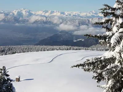 Winterlandschaft mit Bergpanorama © Tourismusberein Ritten / Manuala Lun