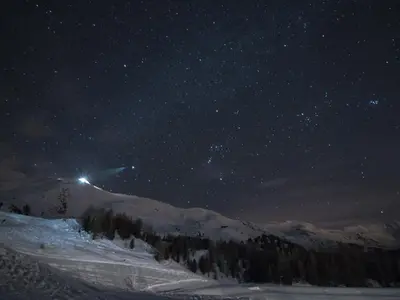Sternenhimmel über dem Skigebiet Pila © Pila Valle d'Aosta
