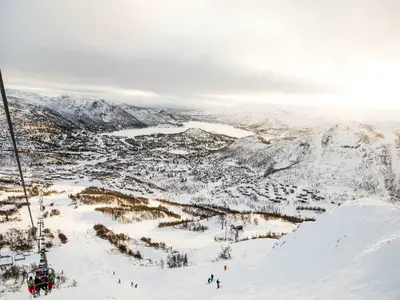Panoramablick über das Skigebiet Hovden © Hovden Alpinsenter
