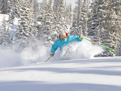 Skifahrer im Tiefschnee im Skigebiet Big White © Big White Ski Resort