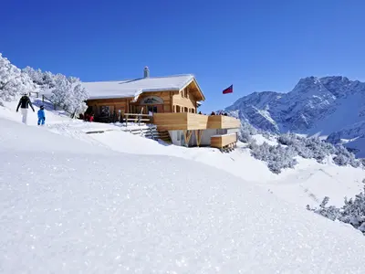 Hütte im Skigebiet Malbun © Liechtenstein Marketing