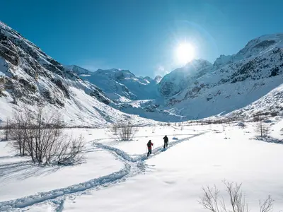 Schneeschuhwandern in Morteratsch bei Pontresina © ENGADIN St. Moritz