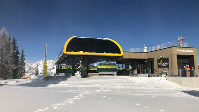 Fertiggestellte Bergstation der neuen Lärchkogelbahn