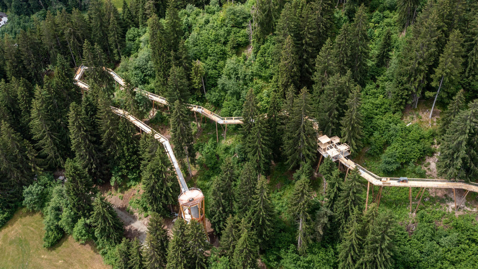 Ein Turm ermöglicht den Einstieg in den Baumwipfelpfad