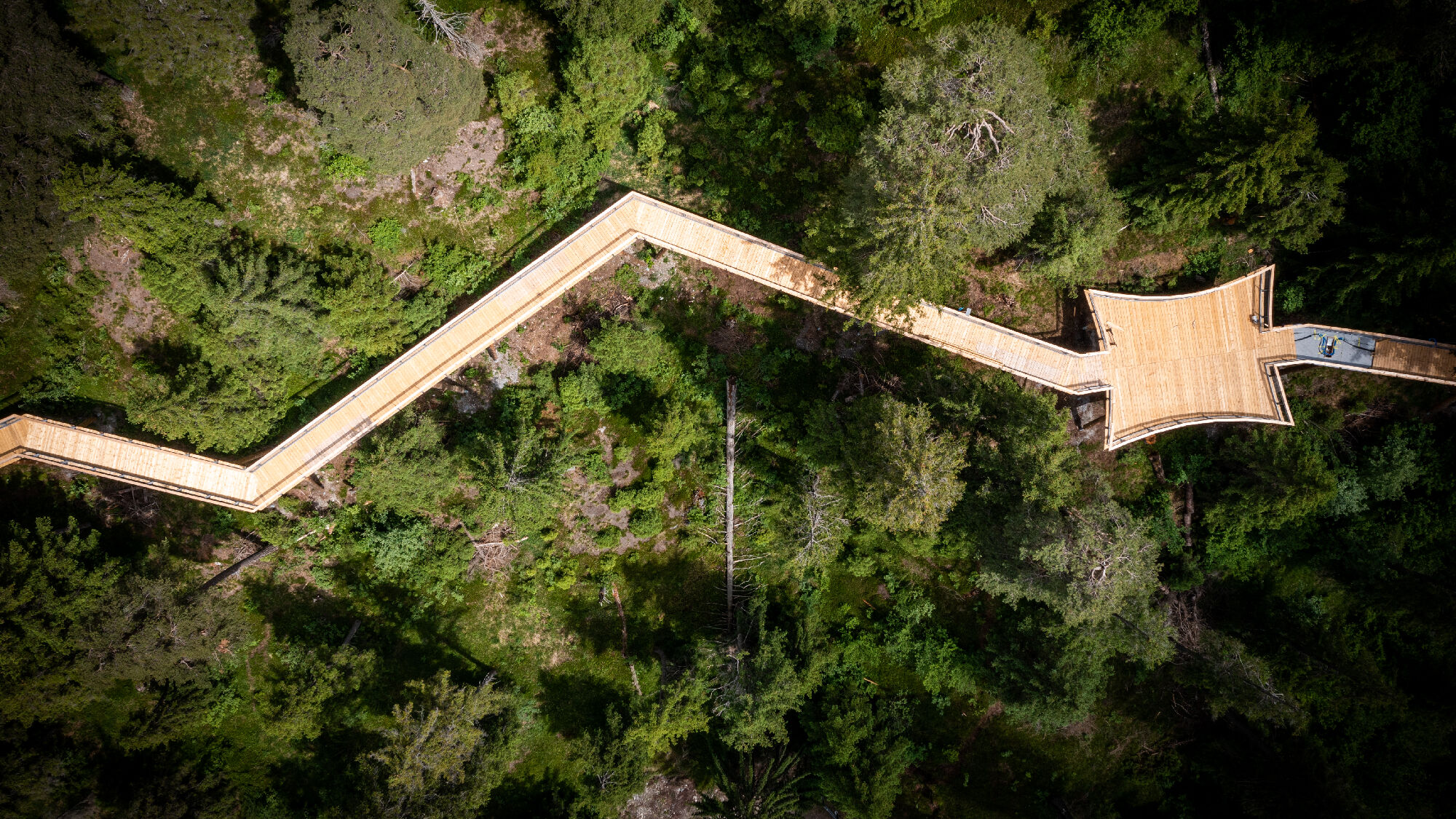 Blick von oben auf eine der Plattformen