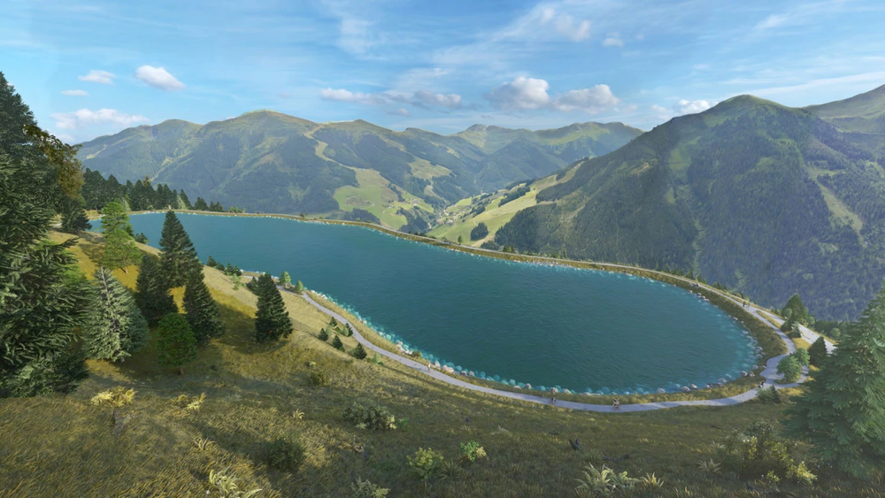 Neuer Speicherteich Rosswald im Skicircus Saalbach Hinterglemm Leogang Fieberbrunn