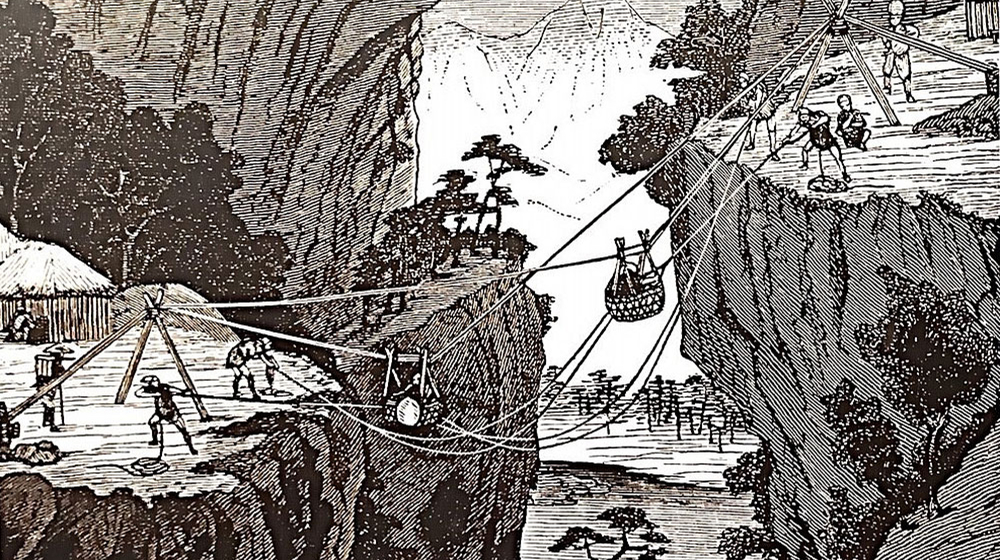 Frühe Seilbahn in Japan