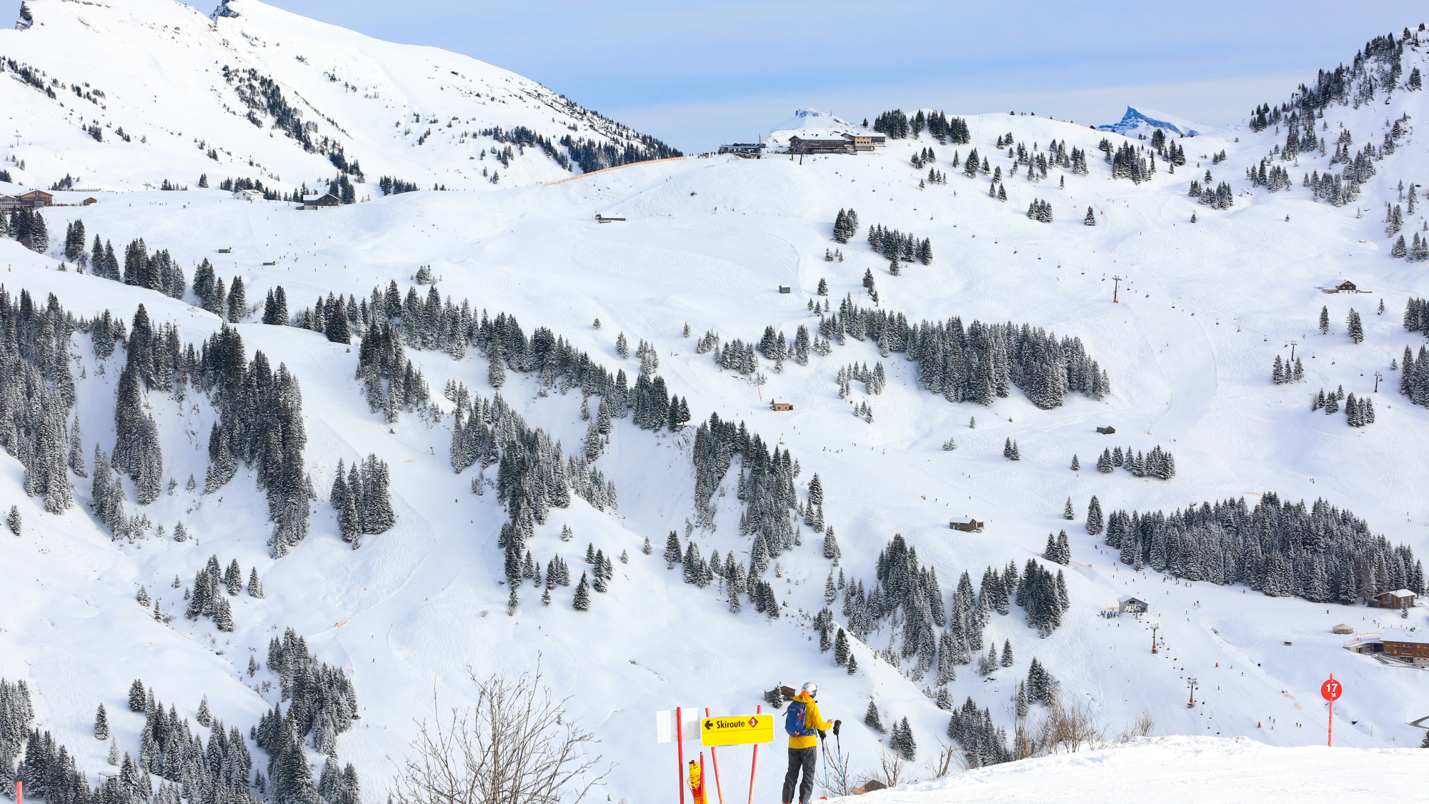 Ausblick auf das Skigebiet Damüls-Mellau-Faschina