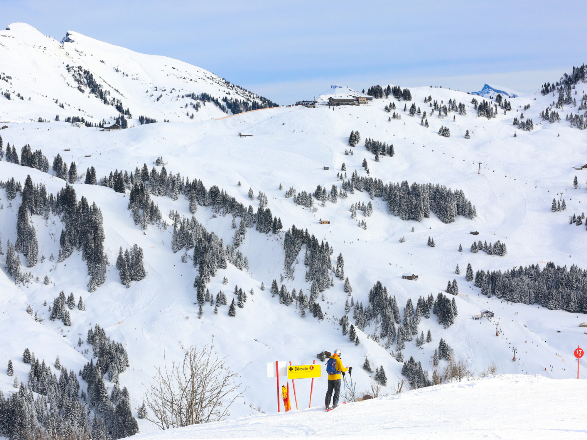 Ausblick auf das Skigebiet Damüls-Mellau-Faschina