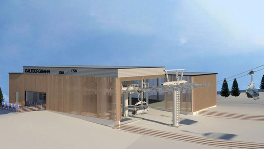 Visualisierung der neuen Talstation Galtbergbahn in der Schlick 2000