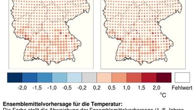 Dekadische Klimavorhersage der Temperatur in Deutschland von 2022 bis 2028