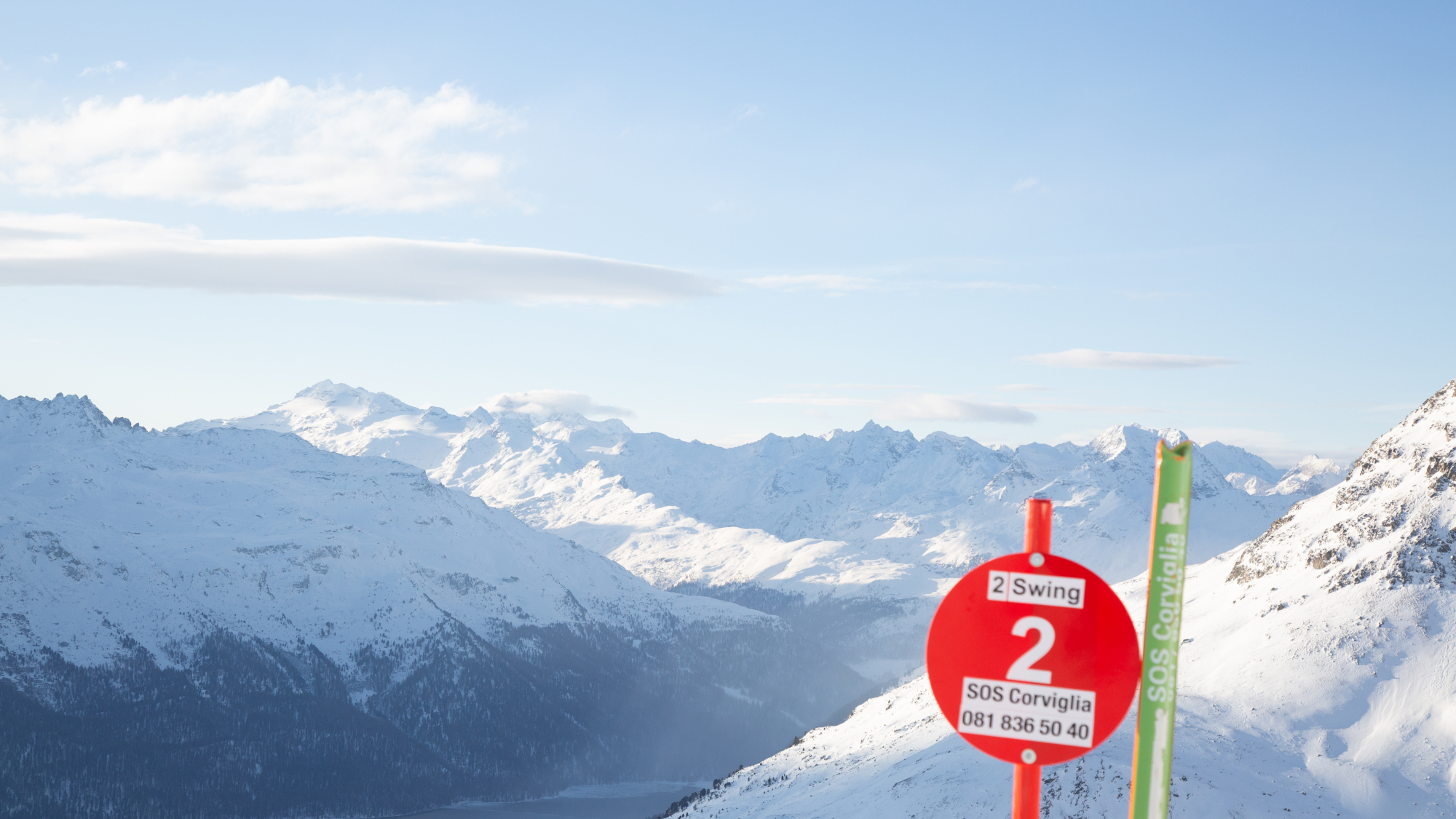 Piste Nr. 2 (Swing) mit wunderbarem Ausblick ins Engadin