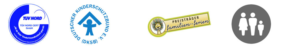  Logos der Gütesiegel für familienfreundlichen Urlaub 