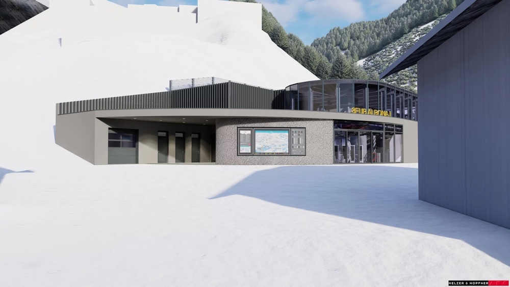 Visualisierung der neuen Talstation der Albonabahn in Lech Zürs