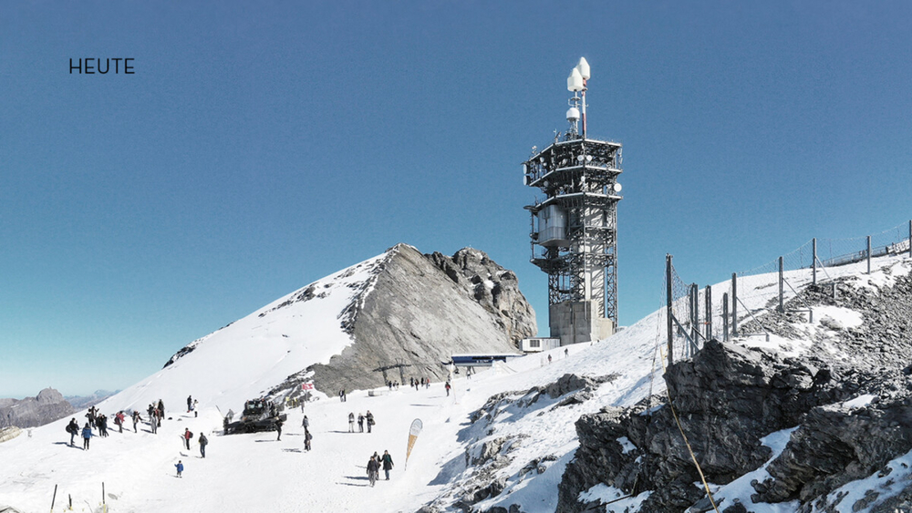 So sieht der Turm am Titlis heute aus ...