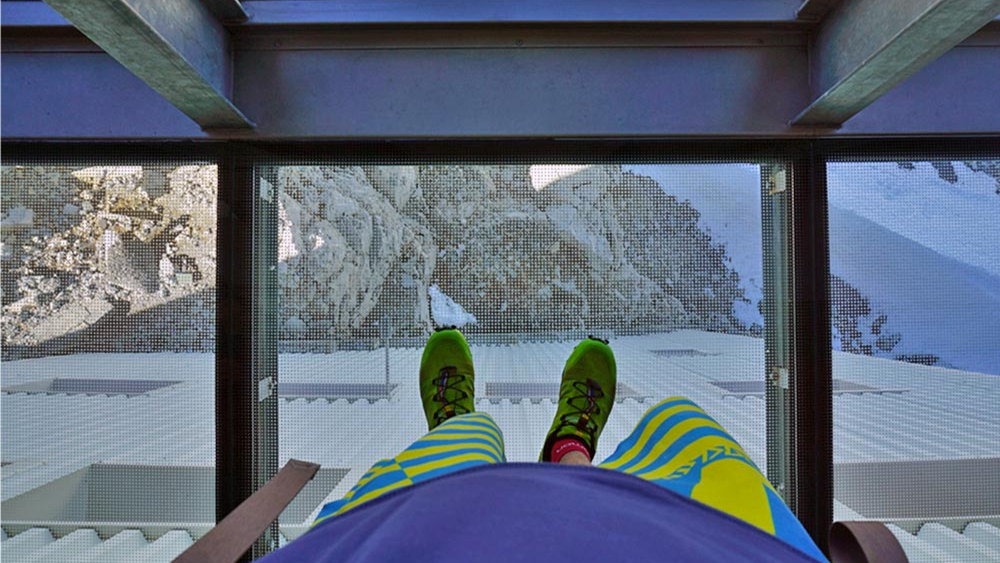 Die Glasböden der Aussichtsplattform