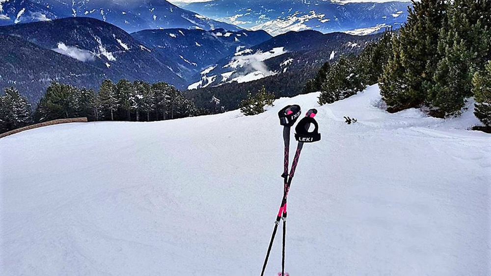Mit den Leki Tourenstöcken zum Testen auf der Plose