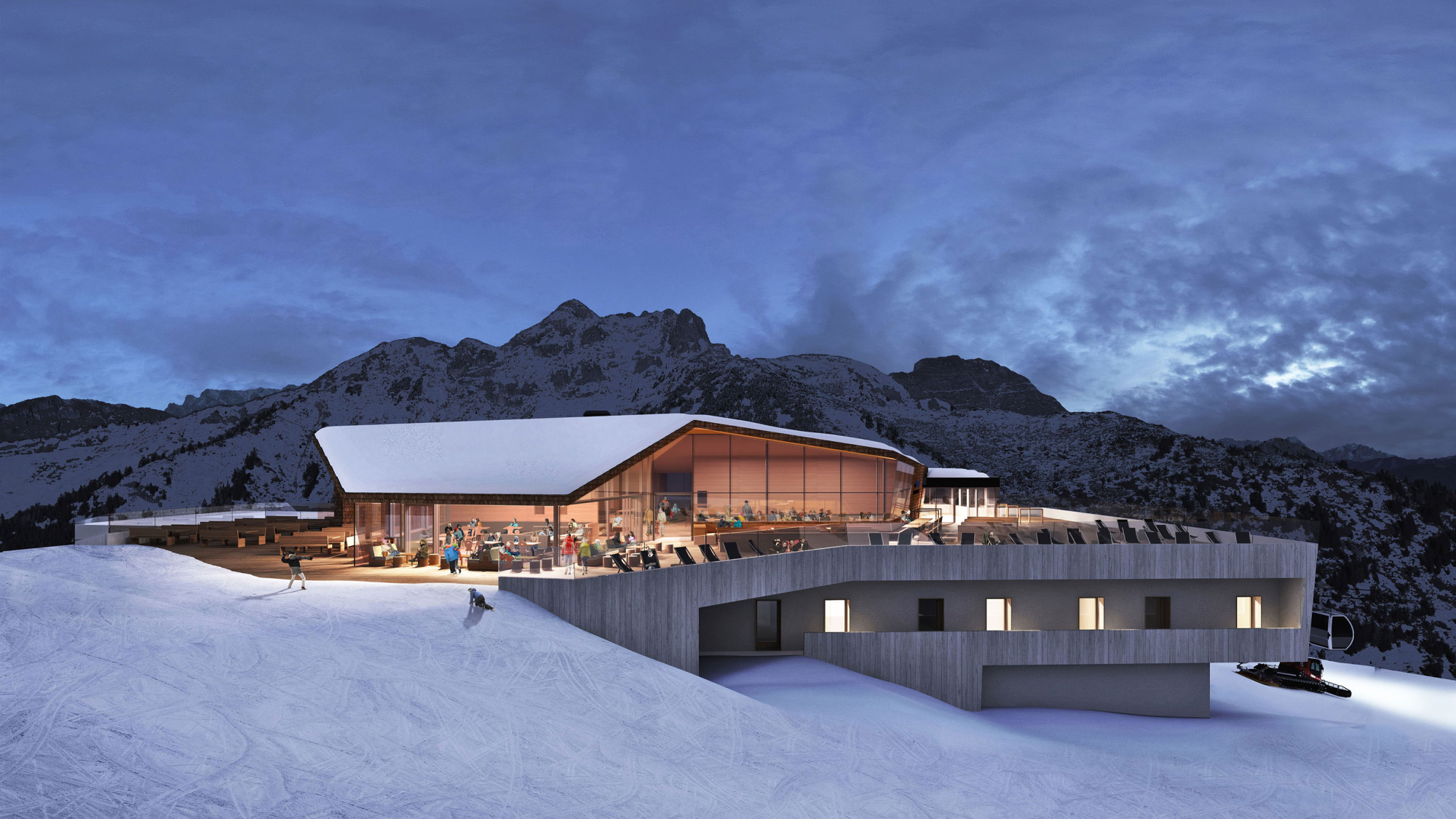 Visualisierung der neuen Bergstation der Kieserlbahn im Großarltal