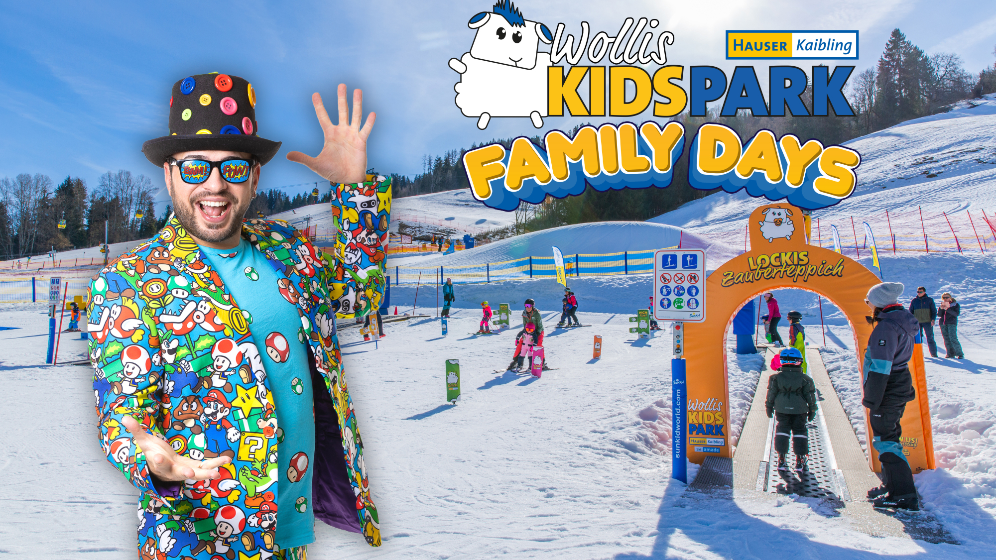 Der Kinderanimateur „ChaCha Bas“ sorgt für Spiel, Spaß und Unterhaltung im Wollis Kids Park