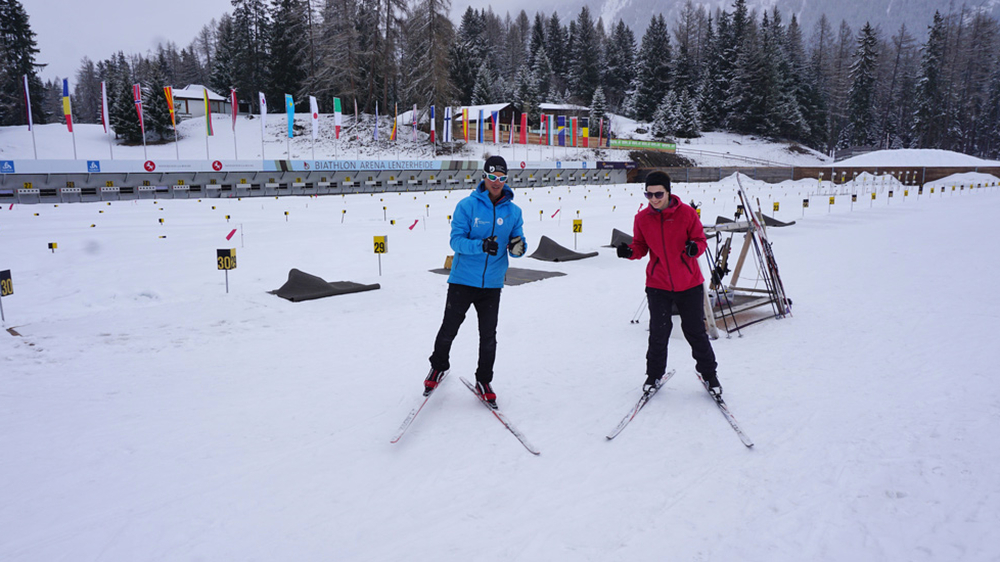 Klatschübung beim Langlauf-Training