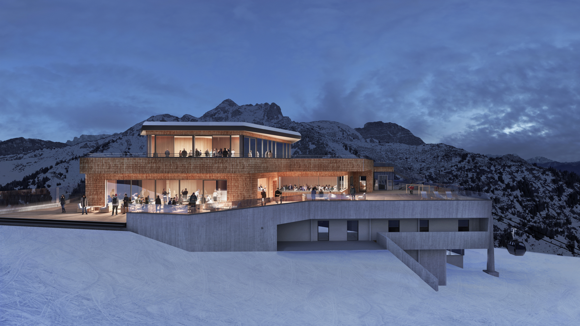 Die neue Bergstation Kieserlbahn mit Gipfelrestaurant