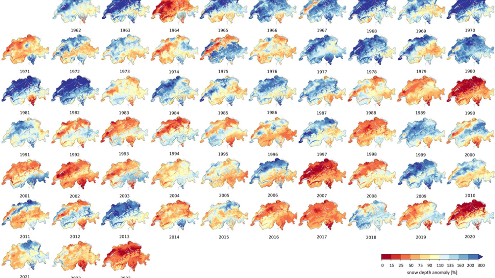 Relative Schneehöhe pro Winter