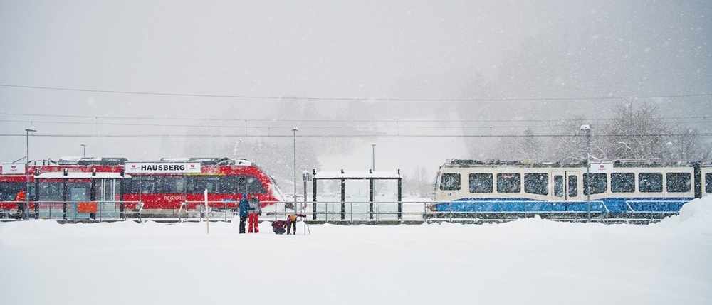 Züge am Bahnhof Hausberg in Garmisch-Partenkirchen