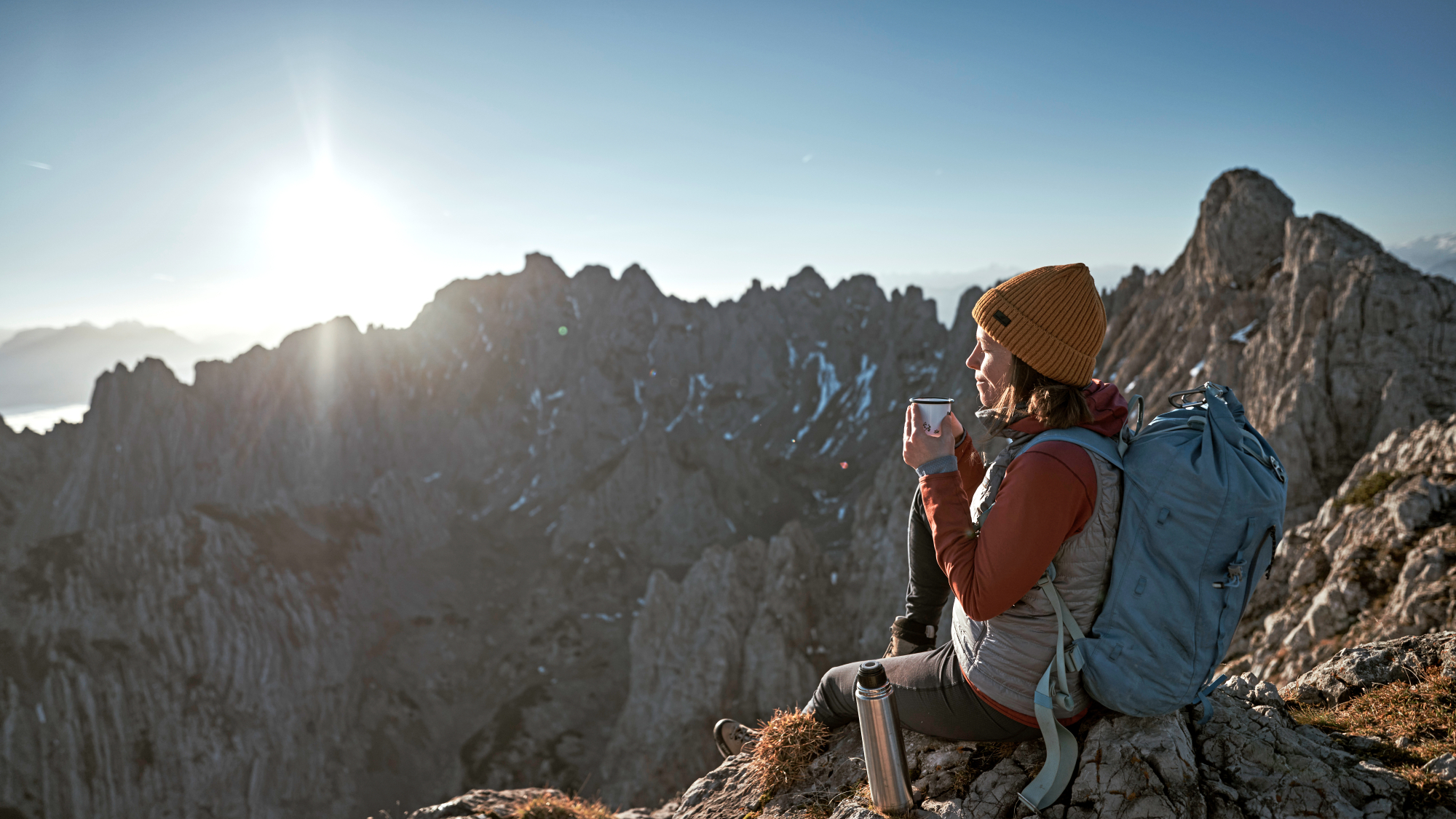 Ausruhen auf dem Gipfel der Hinteren Goinger Halt am Wilden Kaiser