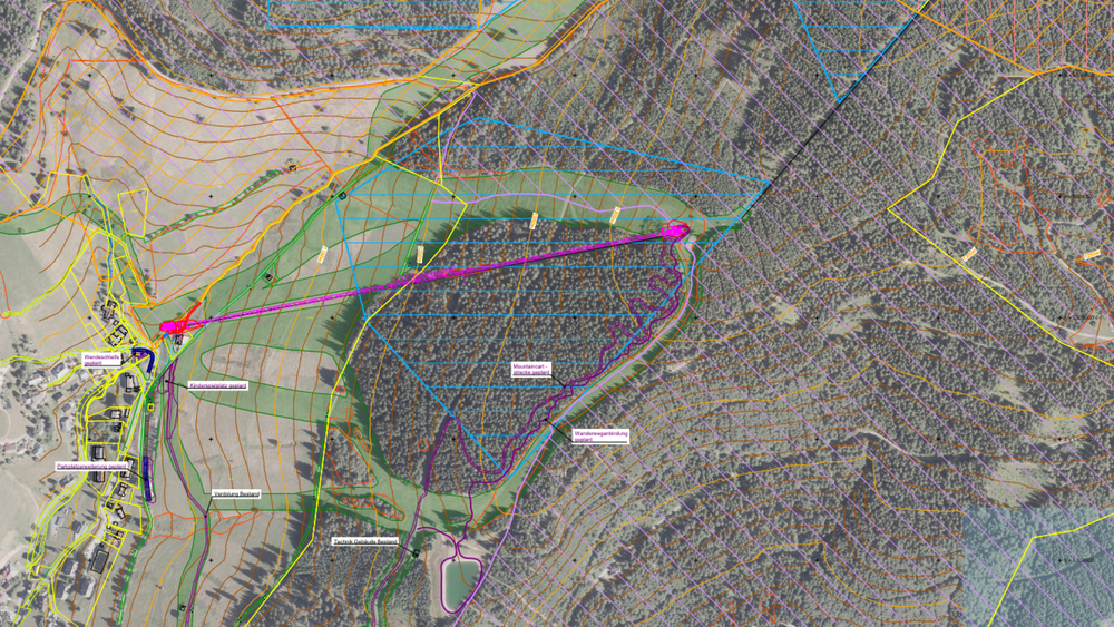 Trassenverlauf neuer Sessellift am Stübenwasen