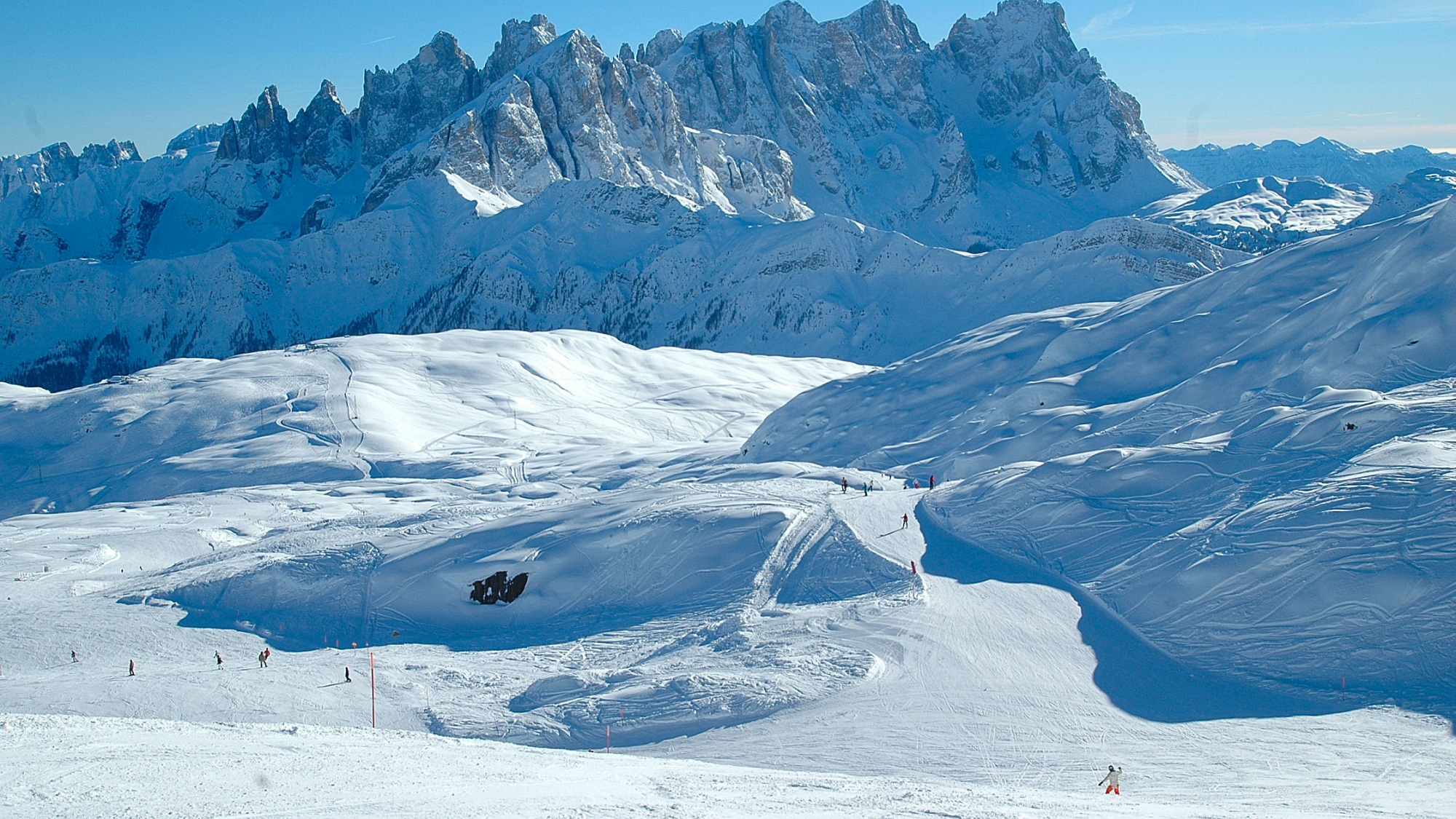 Am Col Margherita (2513 m) mit edlem Blick zu den Pala-Dolomiten.