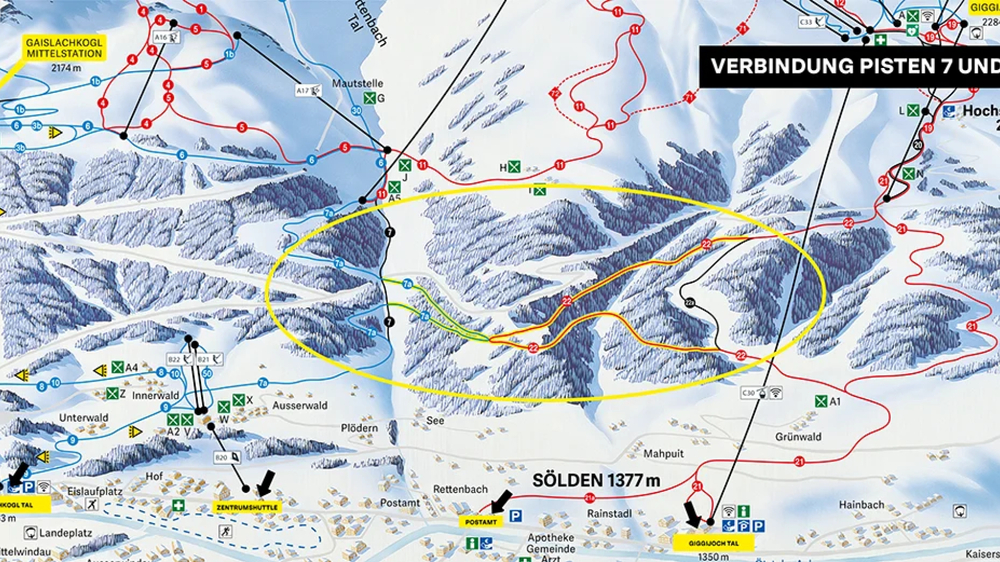 Neue Pistenverbindung oberhalb von Sölden