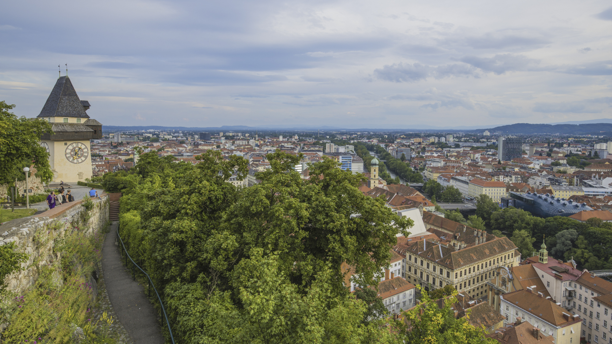 Graz mit Uhrturm am Schlossberg