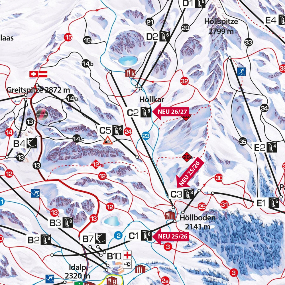 Pistenplan Ischgl-Höllboden