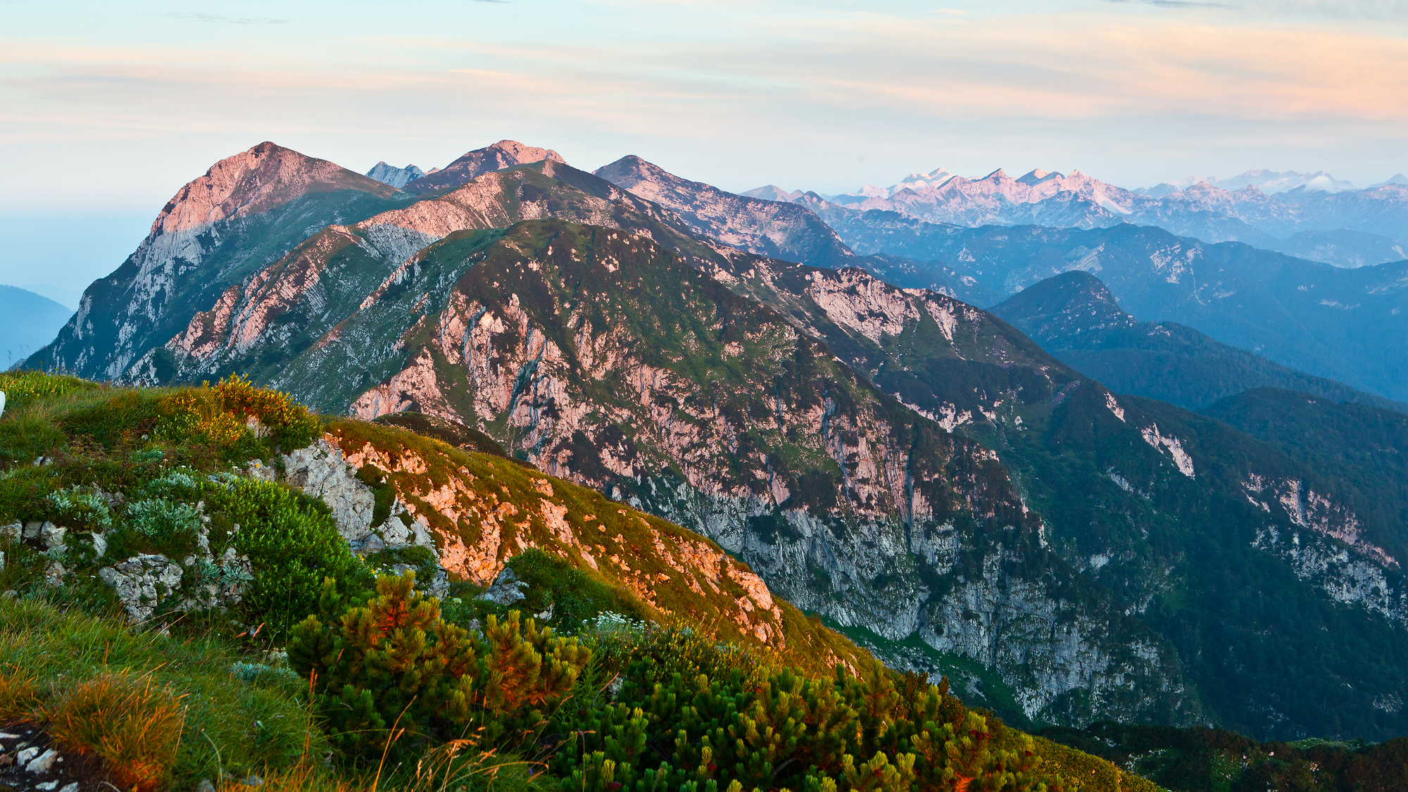 Blick auf die Unteren Bohinj Berge