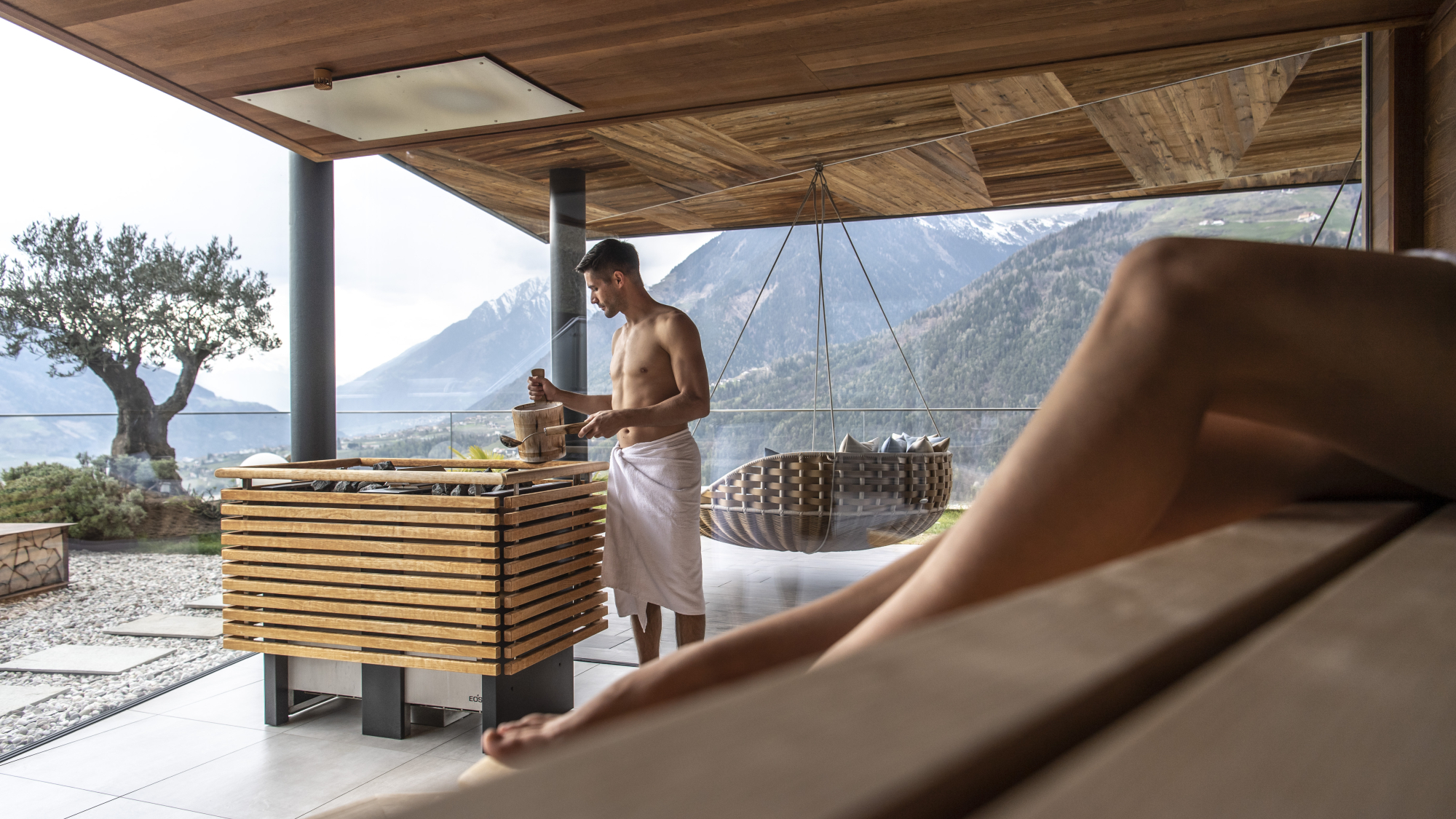 Aufguss in der Sauna