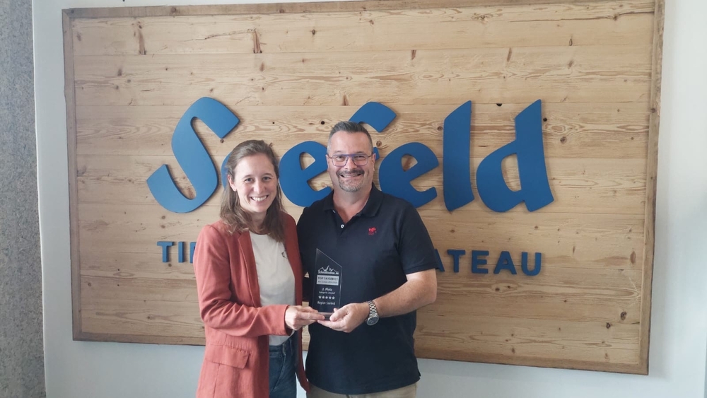 Lisa Krenkel (Leitung Marketing Seefeld) mit Christopher Lahm-Wolter (Schneemenschen GmbH)