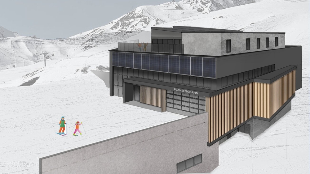 Bergstation der Planseggbahn mit Panoramabar