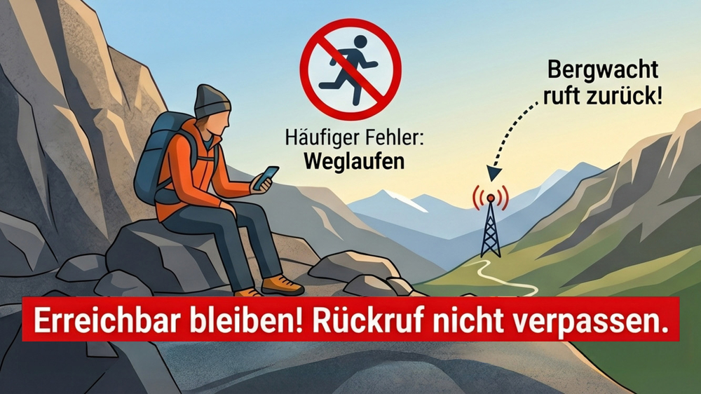 Auf den Rückruf der Bergwacht warten
