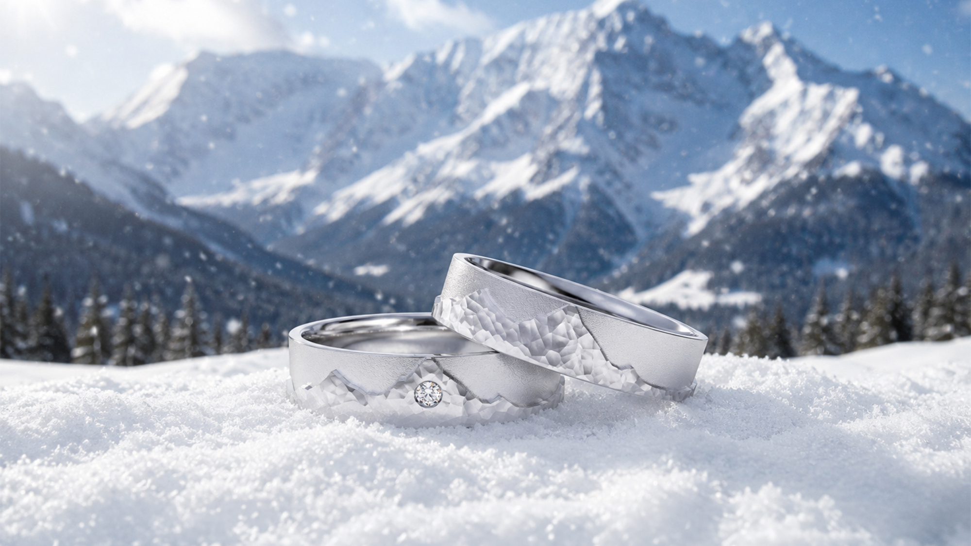 Modell "Matterhorn" aus Silber oder Weißgold mit Diamant