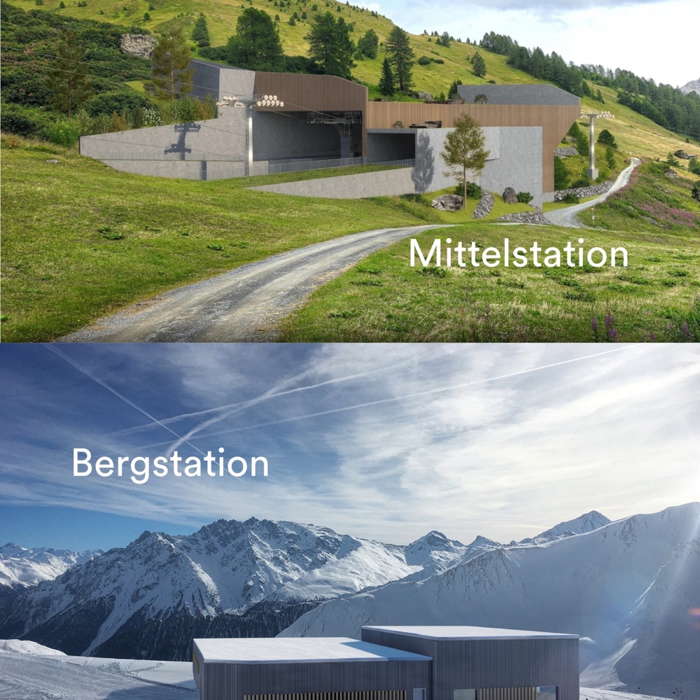 Visualisierung der Mittelstation der neuen Laretbahn L3